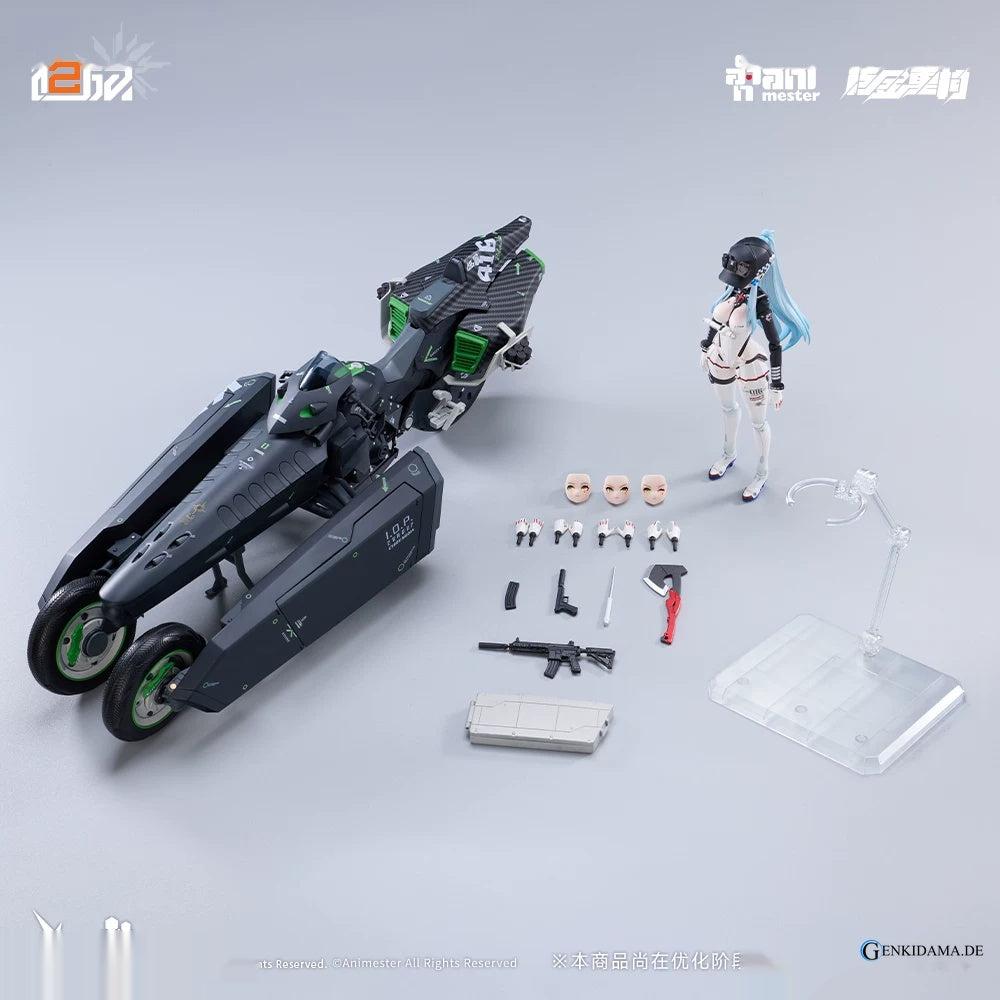 Girls` Frontline 2: Exilium Klukai -Speed Star- 1/12 Scale Completed Action Figure & Motorcycle 1/12 Scale Plastic Model Kit Set