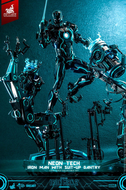 Neon Tech Iron Man mit Suit-Up Gantry Hot Toys