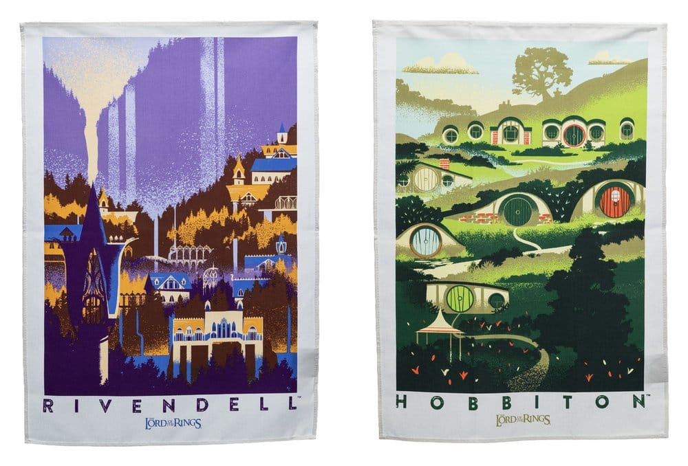 Herr der Ringe Geschirrtuch 2er Pack Rivendell & Hobbiton - Anime Figuren günstig kaufen